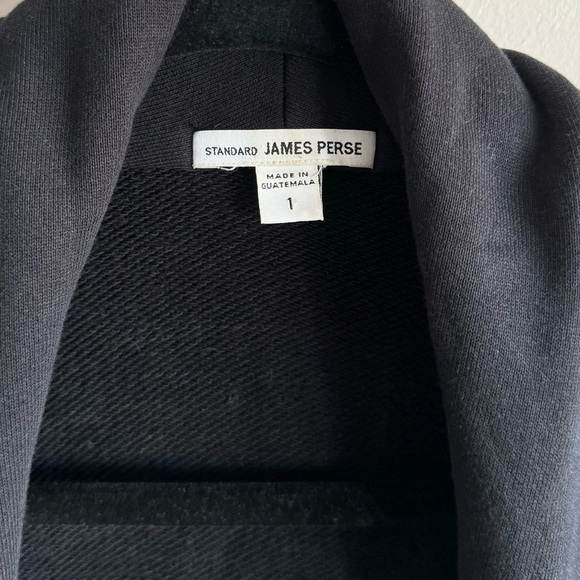 Standard James Perse Black French Terry Cocoon Open Front Cardigan Jacket Small - Picture 4 of 5